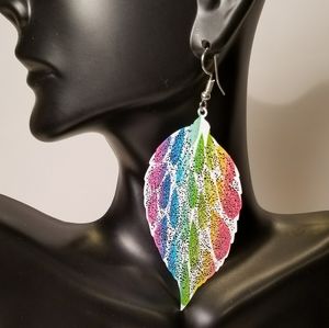 Multicolored leaf earrings